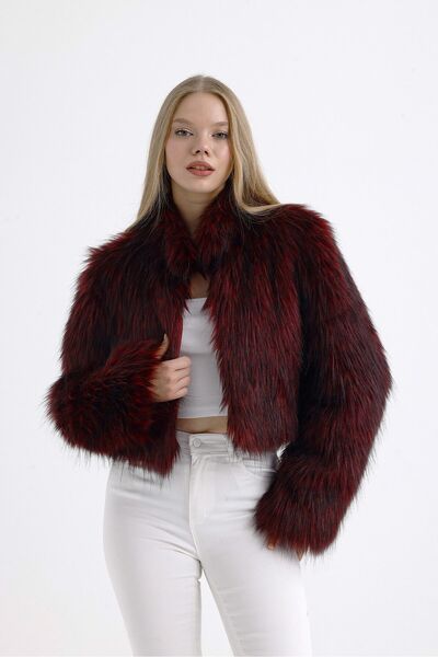 KürkZone Long Furry Fur Crop Jacket