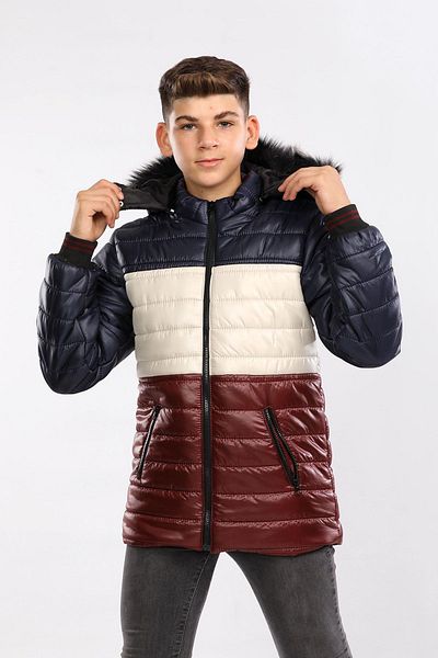 Go Veform Claret Red Children's Coat - Rain Color, Fur, Windproof, Hooded Avm147