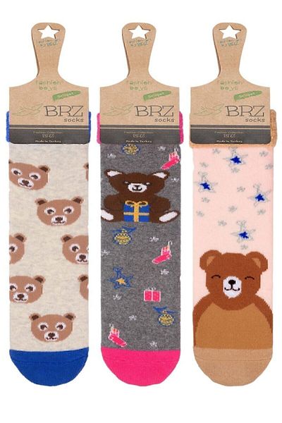 BRZ KIDS Комплект от 3 броя чорапи за момичета с щампа на хавлиени кърпи и подметка