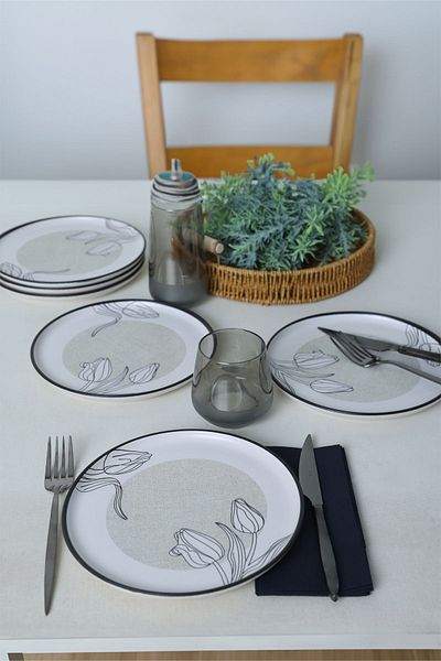 Keramika Nordic Shade Flowers Cake Plate - 22 Cm, 6 Pieces