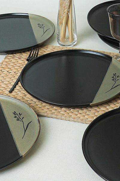 Keramika Farfurie Nordic Negru Urme 28 Cm 6 Bucuri 21487