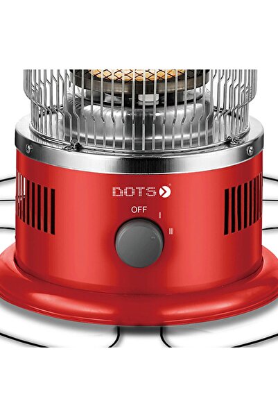 DOTS Electric Heater with 2 Heat Settings - 2000 Watt - Red