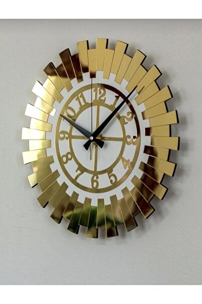 EYKA STORE Dekoratif Duvar Saati Beyaz-Gold 50 cm
