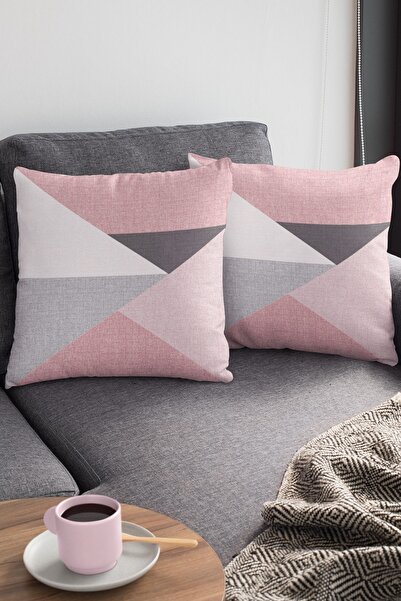 Viva Home 43x43cm Tay Tüyü Premium Leke Tutmaz Kumaş Çift Taraflı Geometrik Kırlent Yastık Kılıfı Krl390