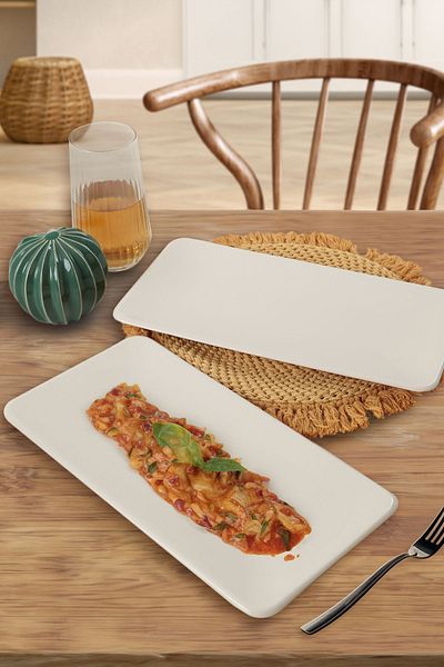 Keramika Mat Crema Siera Farfurie Barca 33 Cm 2 Bucati