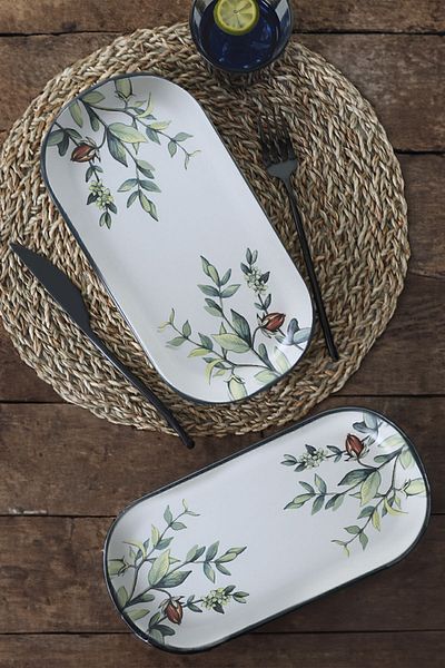 Keramika 28 εκ. 2 τεμάχια Flower Garden Noyan Boat Plate - 18941