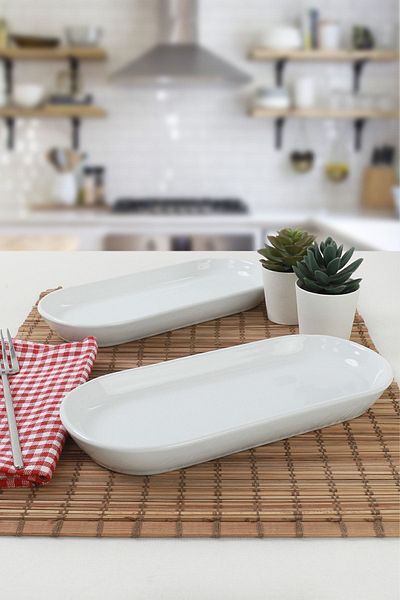 Keramika Farfurie Barca Noyan Alba 26 Cm 2 Bucati