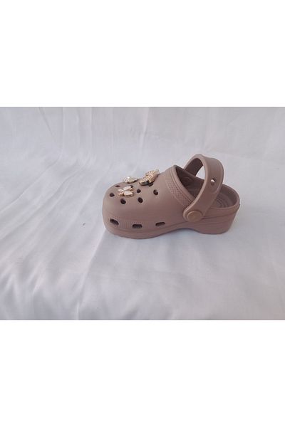 emta tasarım Children's Stoned Mink Comfortable High-Sole Slippers Sandals Narrow Fit