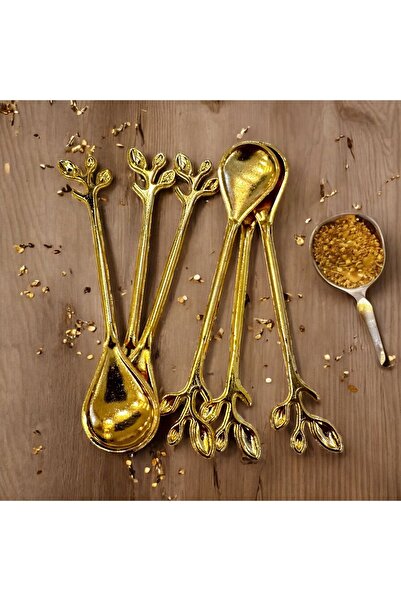 CHANCE GİFT 6'lı Çay&Kahve Kaşığı DAL ŞEKİLLİ Metal Kaşık Tatlı Reçel Dondurma Kaşığı Modern Sunum Kaşıkları