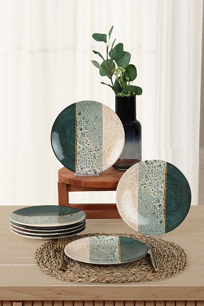 Keramika Farfurie Cake Colorata 20 Cm 6 Bucati -19781