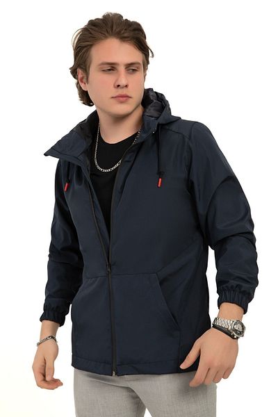 Montup Ανδρικό αδιάβροχο Navy Blue - Αδιάβροχο και αντιανεμικό, με κουκούλα, τσέπη καγκουρό