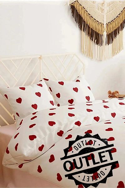 İQON Double Elastic Duvet Cover Set - OUTLET Heart-red (with Error)