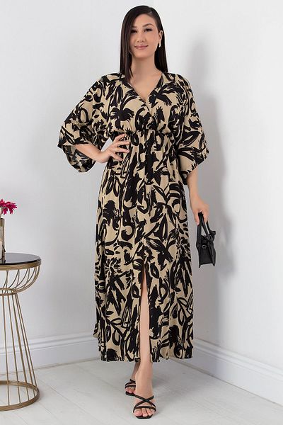 PULLIMM Viscose Double-breasted Collar Dress - VRN7625