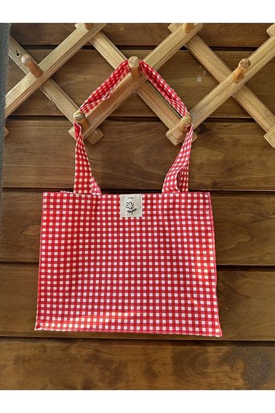 fimugift Red Mini Gingham Gusseted Cloth Bag