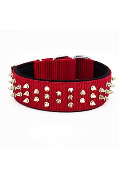 Doggie Comfort Dokuma Bol Çivili Köpek Boyun Tasması Medium Kırmızı 5x55-65 Cm