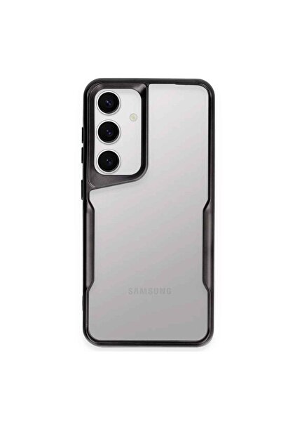 Hatreds Samsung Galaxy A34 5G Uyumlu Mat Tasarımlı Renkli Şeffaf Kılıf - Siyah