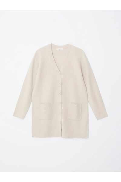 LC Waikiki LCW Grace Bej V Yaka Kadın Triko Hırka