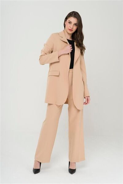 Olcay Belt Detailed Unlined Jacket Trousers Suit A.kamel 9214