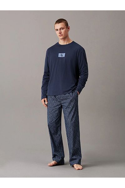 Calvin Klein Men's Round Neck Blue Tracksuit Set - Relaxed Fit, Cotton 000Nm2842E-Qp6