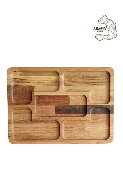 AR&MA WOOD Wooden Snack Breakfast - Brown Fruit Presentation Plate - Natural 32x23 cm