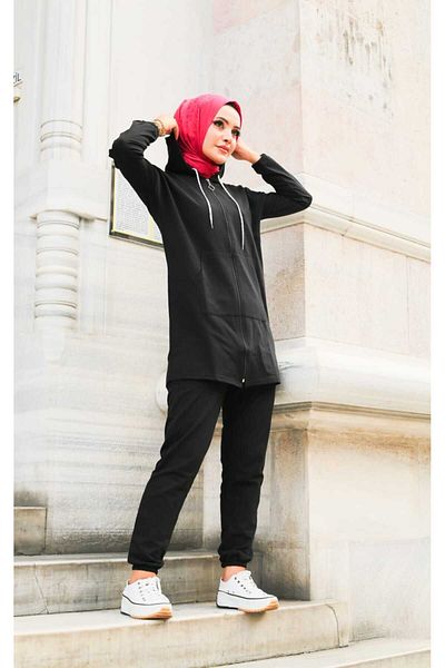 CNG MODA Large Size Tomy Zippered Hooded Tracksuit Set
