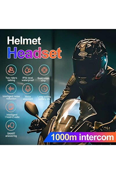 Vothoon Yeni Model Y80-2X Motosiklet İntercom 2 Kişilik Bağlantı RGB Işıklı Bluetooth Kulaklık Seti