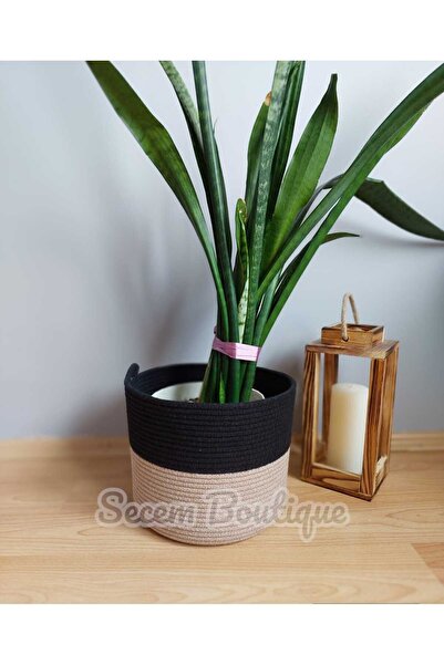 Secem Boutique أصيص زهور من الخوص مقاس 25x20 - سلة زخرفية متعددة الأغراض