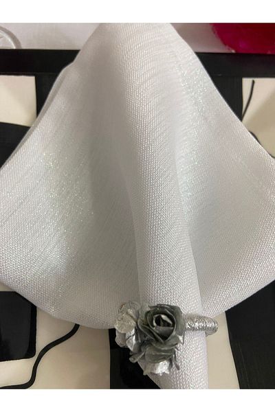 Zeren Home Χαρτοπετσέτες σερβιρίσματος Λευκό Glitter - Σετ 6 τεμαχίων
