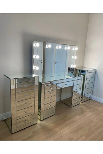 LUXURY VİLLA Luxury Makyaj Masası En 130 Derinlik 45 Yükseklik 80 2 Adet Çamaşırlık En 50 Der 45 Yük 110