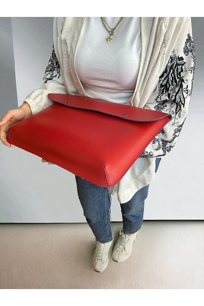PLUSH STUDIO Computer și servietă din piele roșie Flaming Hot 15,6 inchi (40x30 cm)