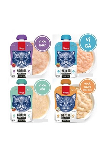 Wanpy Tasty Meat Paste Taze Sıvı Kedi Ödül Maması Kedi Ödül Maması 4x90gr