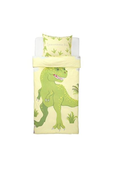 IKEA Tek Kişilik Çocuk Nevresim Takımı Meridyendukkan Sarı-yeşil-150x200/dinazor-çarşafsız
