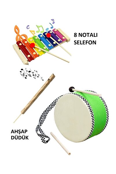 AyasEğiticiOyuncak 2 Li Set - Keçi Derisi Askılı Çocuk Ritim Davulu Ve Metal ...