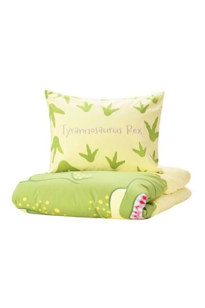 IKEA Tek Kişilik Çocuk Nevresim Takımı Meridyendukkan Sarı-yeşil-150x200/dinazor-çarşafsız