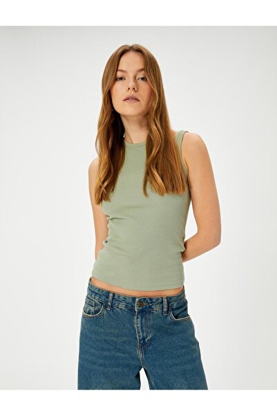 Koton Women's Detailed Ribbed Tank Top