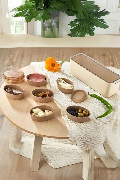 VİP AHMET 7 Piece Breakfast Set with Organizer - Smoke