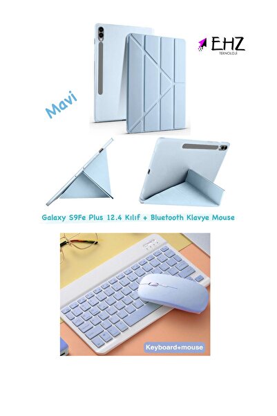 EHZ TEKNOLOJİ Galaxy Tab S9 FE Plus 12.4 Uyumlu Standlı Tablet Kılıfı + Bluet...