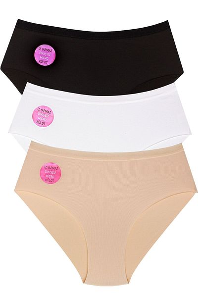 Meren Underwear سراويل داخلية نسائية مميزة مكونة من 3 قطع بألوان مختلطة وخصر مطاطي