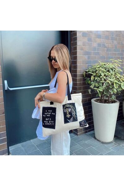 mononoke Pofuduk Elyaflı Bez Çanta Totebag
