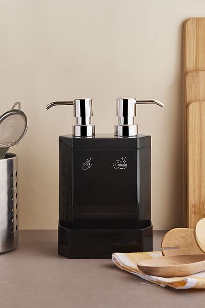 Perotti Marlon Lecce 2-Piece Kitchen Liquid Soap Dispenser with Sponge Holder and Reservoir