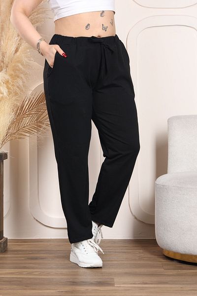 HÜLYA BUTİK BLACK LYCRA WITH ELASTIC WAIST WITH POCKET CARROT PANT
