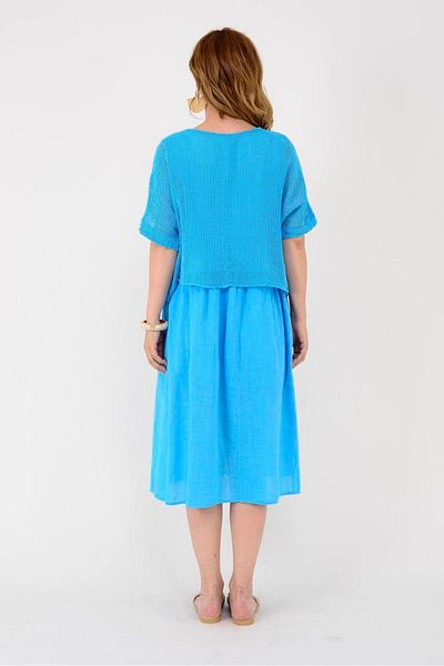Hazinedan Italian Women's Double Layer Linen Dress