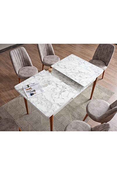 ADAHOME 80x130(KAPALI) 80x170(AÇIK) Yemek Odası Takımı Mutfak Masası Takımı Yemek Masası 6 Kişilik