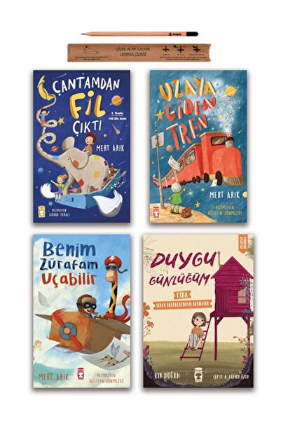 Timaş Çocuk Çantamdan Fil Çıktı - Uzaya Giden Tren - Benim Zürafam Uçabilir - Duygu Günlüğüm Set 4 Kitap