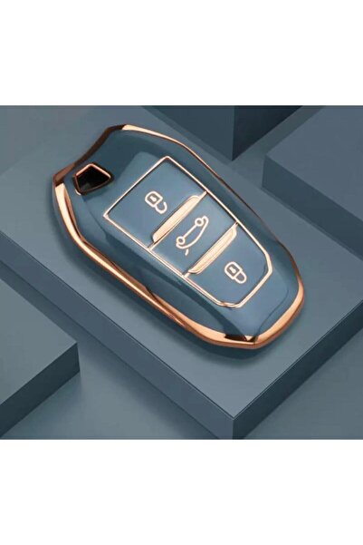 AYZ GARAGE بيجو - سيتروين - DS حافظة مفاتيح رمادية مصنوعة من مادة TPU