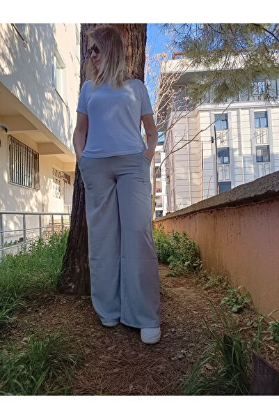 TOPSHOW خصر مرن - بنطلون بالازو رفيع