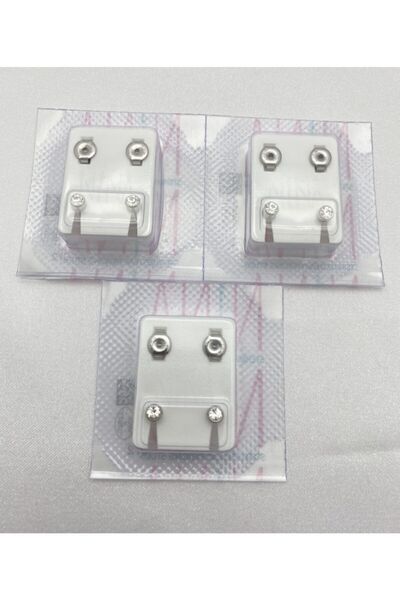 elittrendshop Mini Boy Steril Tragus Kıkırdak Kulak Delme Küpesi 3 Çift Nina Crystal Günlük Kullanıma Uygun