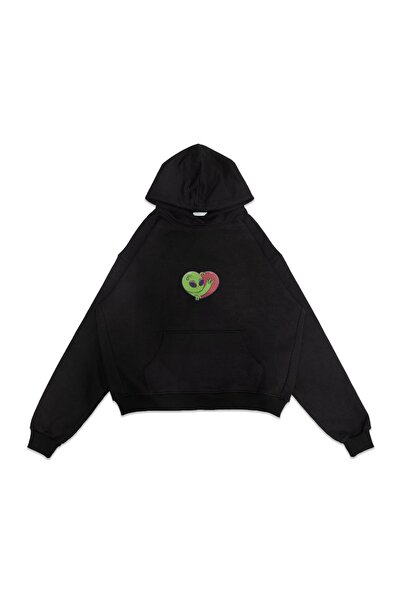 FECCY Unisex Negru Healien – Hanorac supradimensionat