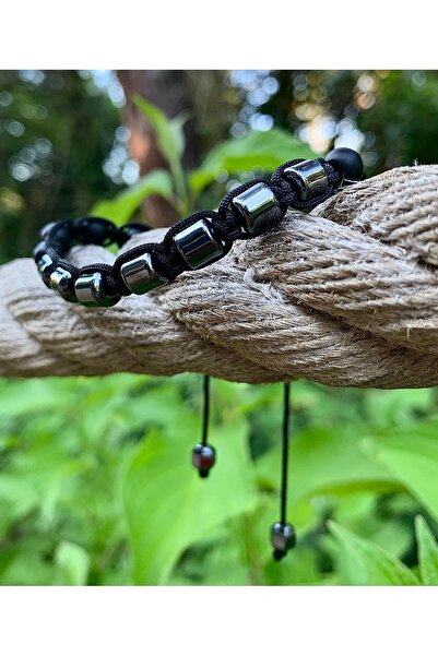 magıcgrange Men's Bracelet - Natural Stone Hematite, Handmade Strong Memory S...