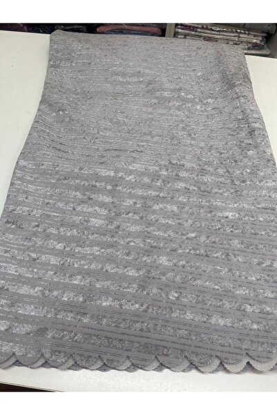 ceyizimdekor 3 Adet Bambu Açık Gri  Çizgili Süngerli Kadife Kaymaz Üst Sınıf Çekyat Koltuk Örtüsü